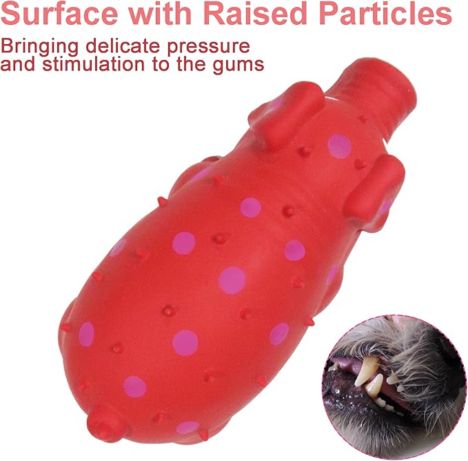 Squeaky Pig Dog Toy That Oinks, Latex Pig 7.3 in Grunting Dog Toys, Durable Dog Chewing Toys for Small Medium Large Dogs(Red, 1 Pcs)