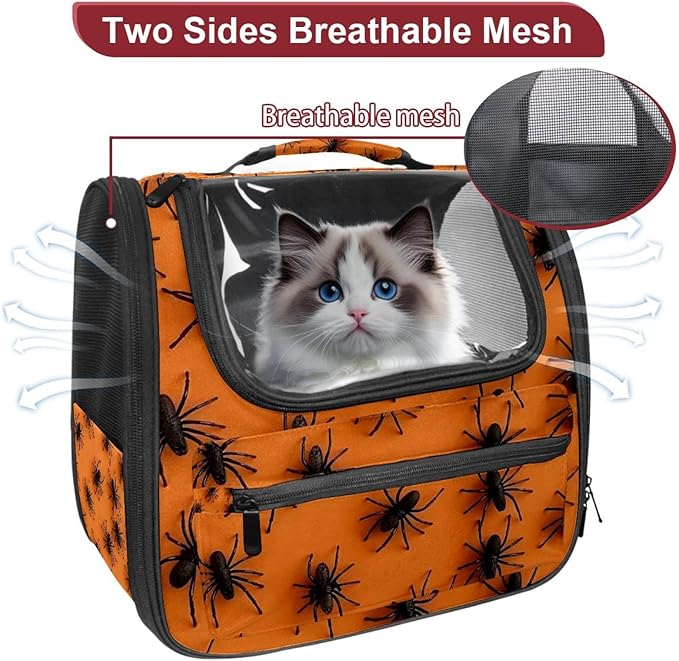 Spiders Pet Cat Backpack Carrier for Kitty Small Dog, Ventilated Pet Carrier Bag for Car, Walking, Hiking, Outdoors