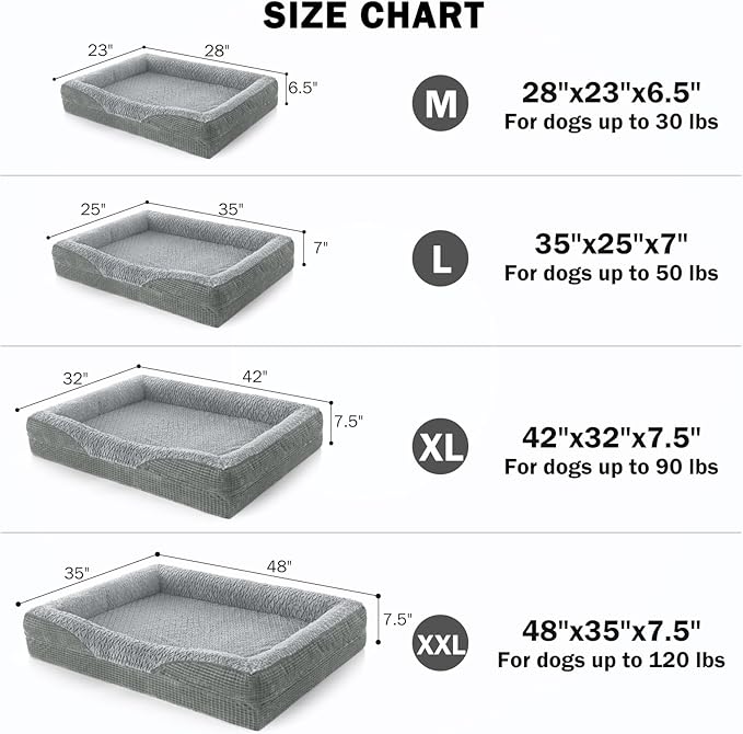 INVENHO Orthopedic Extra Large Dog Bed, XXL Waterproof Egg-Crate Memory Foam Dog Couch Bed with Washable Removable Cover, Waterproof Lining and Nonskid Bottom