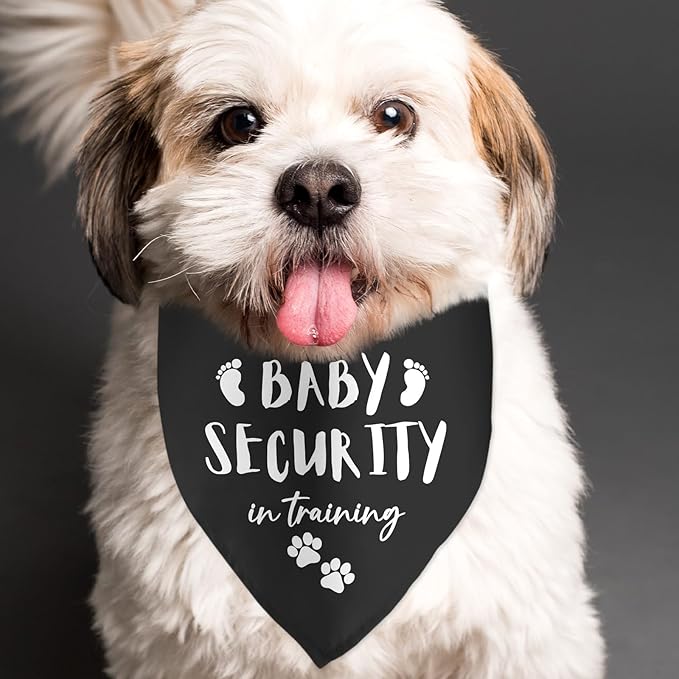 Baby Security in Training Black Dog Bandana Pet Scarf Pregnancy Announcement for Dogs Accessories Lovers Reveal Ideas