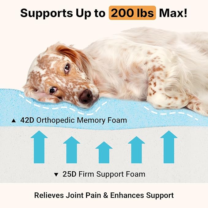 Veehoo Orthopedic Memory Foam Dog Bed, 7 Inch Thick Extra Large Dog Bed XL for Senior Dogs with Ultra-Soft Fluffy Surface, Waterproof Liner, Removable Washable Cover and Non-Slip Bottom, 48"x30"x7"