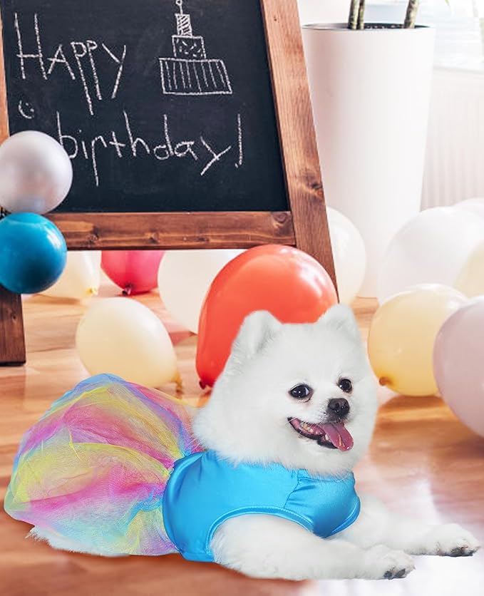 Dog Dress, Dog Silk Tulle Dress, Cute Princess Puppy Dresses with Bow, Lace Pet Birthday Party Outfit Dogs Tutu for Small Dogs, Lovely Puppy Clothes for Chihuahua Teacup Yorkie