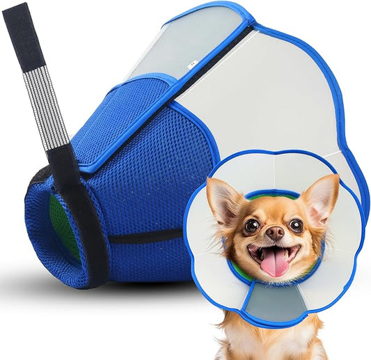 Hard & Heavy Plastic Dog Cone Collar Alternative for Small Dogs (Yorkshire Pomeranian), Adjustable Elizabethan Neck Protective Cone for Healing, Comfortable Pet Recovery Collar Cone of Shame Anti-lick