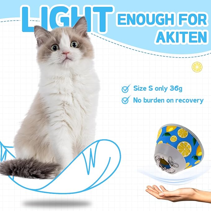 Cat Cone Collar Soft, Comfortable Cat Recovery Collar Pet Cone for Small Large Cats, Lightweight Elizabethan Collar for Cats Kittens After Surgery Prevent from Licking Wounds, Blue, S