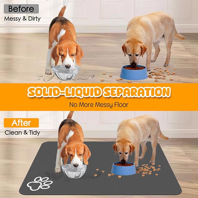 Dog Food Mat, 36" x 24" Extra Large Absorbent Dog Mat for Food and Water, Non Skid Cat Bowl Mat, No Stains Quick Dry for Pet Water Dispenser Pet Supplies for Messy Drinkers