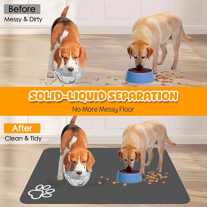 Dog Food Mat, 36" x 24" Extra Large Absorbent Dog Mat for Food and Water, Non Skid Cat Bowl Mat, No Stains Quick Dry for Pet Water Dispenser Pet Supplies for Messy Drinkers