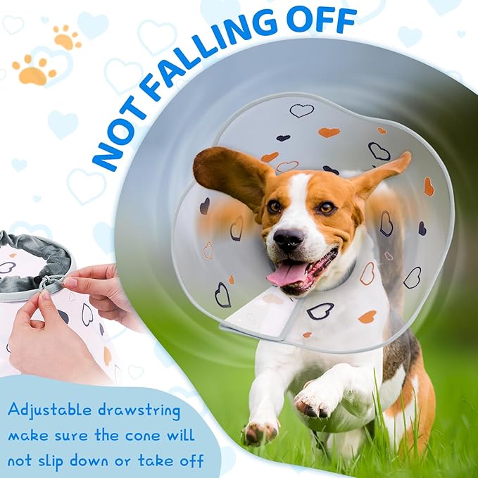 Dog Cone After Surgery - Soft, Comfortable, Adjustable Recovery Collar for Large, Medium, Small Dogs - Stop Licking with Soft Protect Edge (Love, XL)