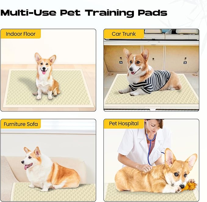 Puppy Pads 30 Count Small 22x22in Bamboo Training Pads Deodorizing Leakproof Quick Drying Dog Pee Pads Super Absorbent Disposable Pee Pads for Dogs Puppies, Doggie, Cats, Rabbits