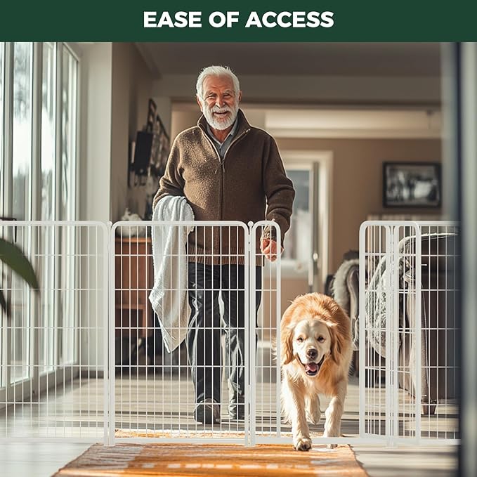 FXW Homeplus Unleashed Indoor Dog Playpen - Stress-Free and Safe Play, Heavy Duty 45 Inch 16 Panels Dog Pen for Large Dogs, White│Patented