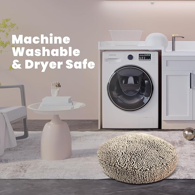 Muddy Mat® Cloud K-9 Bed for Dogs & Cats, Soft & Relaxing Donut Dog Bed, Chenille Material, Removable Cover, Washable & Dryer Safe–Beige Small(25'x25')