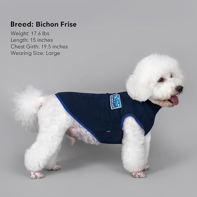 cyeollo Fleece Dog Sweater, Turtleneck Dog Sweatshirt Stretchy Pullover Fleece Vest Warm Winter Fall Clothes for Small Dogs Boy Puppy Pet Apparel, Navy Blue S