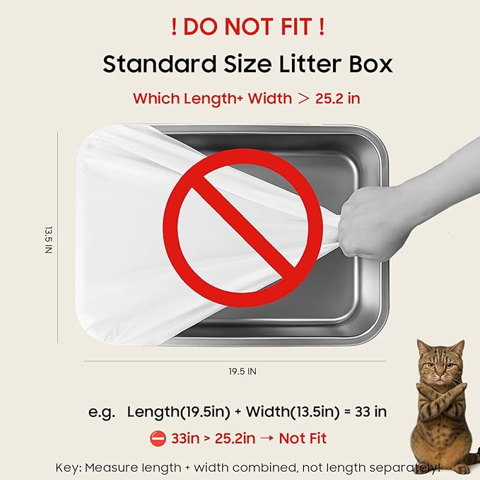Cat Litter Box Robot 4 and 3 Waste Bags, 40 Pack Automatic Litter Box Bags, Thick Heavy Duty Cat Litter Box Liner Bags 25.2 X 15.7 IN