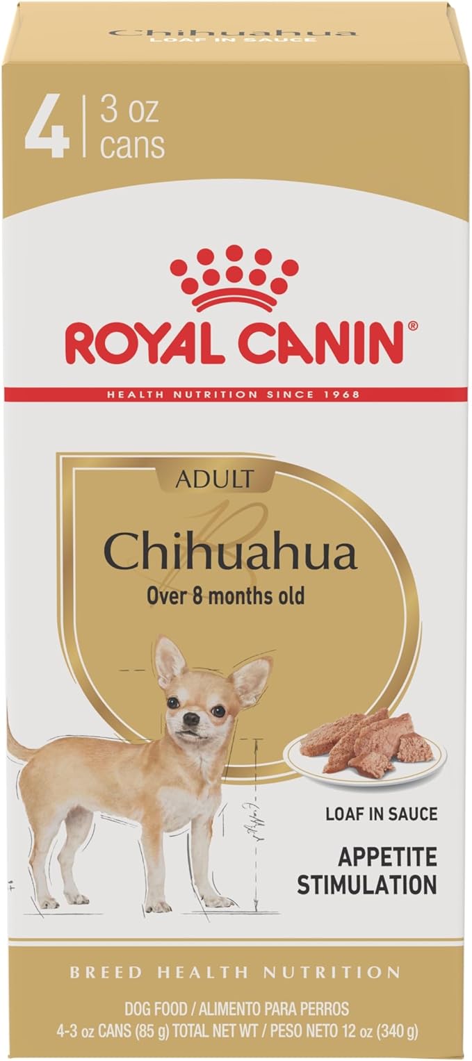 Royal Canin Breed Health Nutrition Chihuahua Adult Loaf in Sauce Wet Dog Food, 3 oz can (4-pack)