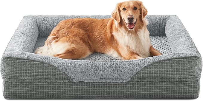 INVENHO Orthopedic Dog Beds Large Sized, XL Washable Egg-Crate Memory Foam Dog Couch Bed with Washable Removable Cover, Waterproof Lining and Nonskid Bottom