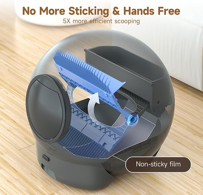 Upgraded Self Cleaning Litter Box, KungFuPet S2 Automatic Cat Litter Box Self Cleaning for Multi Cats, Extra Large Automatic Litter with Safety Protection, Odor Removal, APP Control Robot Cat Box