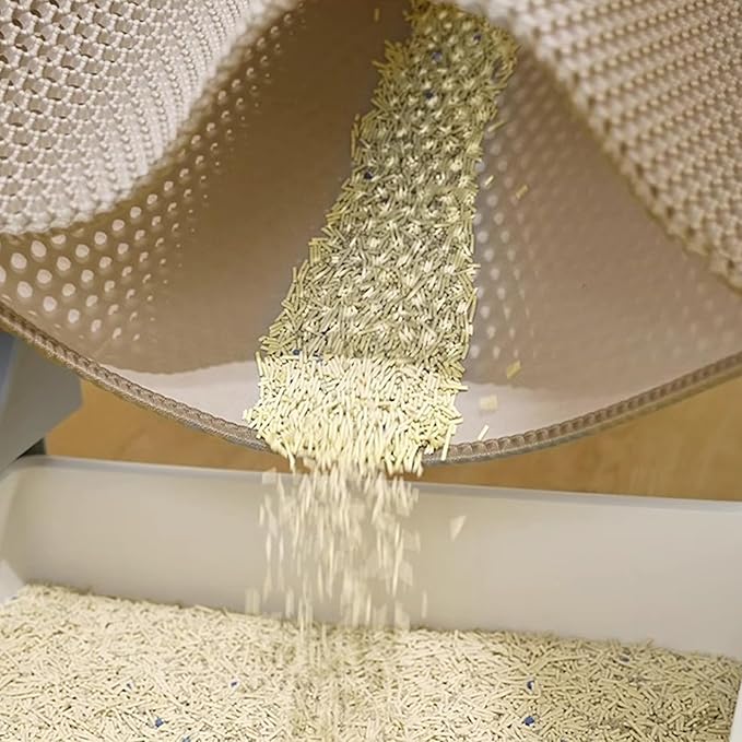 Cat Litter Mat Cat Litter Trapping Mat, 35 x 24 inch Honeycomb Double Layer Design, Urine and Water Proof Material, Scatter Control, Less Waste, Easier to Clean, Washable yellow