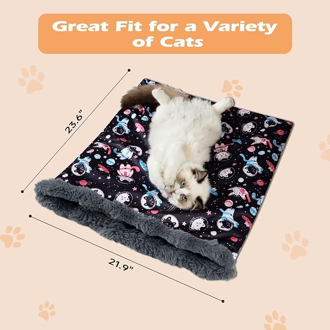 Paw Legend Covered Cat Bed Cave Sleeping Bag for Indoor Cats Hideaway Self-Warming Cozy Pet Nest Mat Winter Snuggle Sack Burrow Bed 21.9" x 23.6"