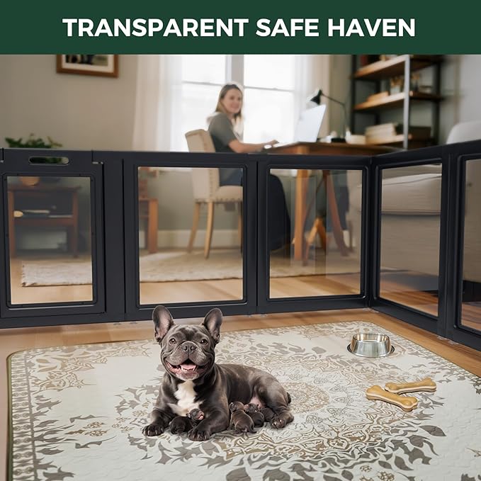 FXW AuraSpace Acrylic Indoor Dog Playpen for Small and Medium Dogs, 30 Inch, 16 Panels, Black