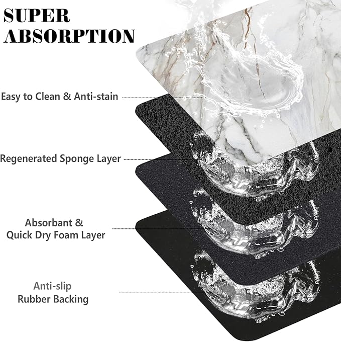 Dog Food Mats for Floors Absorbent, Pet Cat Food Mat - Quick Dry Dog Bowl Mats for Food and Water, Eco-Friendly Boho Pet Supplies