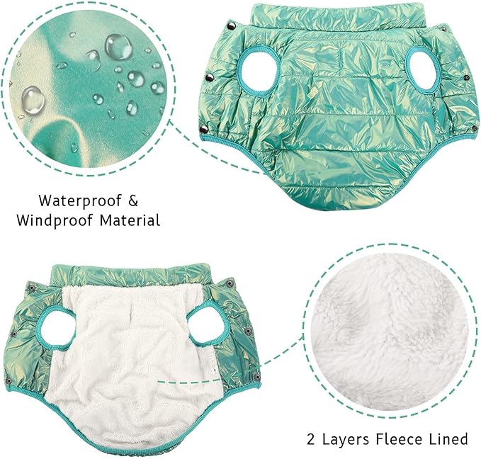 ASENKU Dog Winter Coat - Waterproof Windproof Dog Jacket, Warm Snowproof Doggie Puffer Vest for Cold Weather, Lightweight Snow Coats for Small Medium Large Dogs (Mint Green, M)