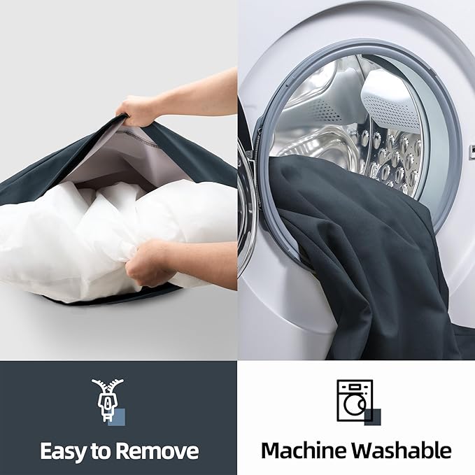 Sytopia 36 Inch Canvas Dog Bed for Large and Medium Dogs, Outdoor and Indoor Pet Bed, Waterproof Washable Removable Cover, Patio Pet Pad, Blue Gray