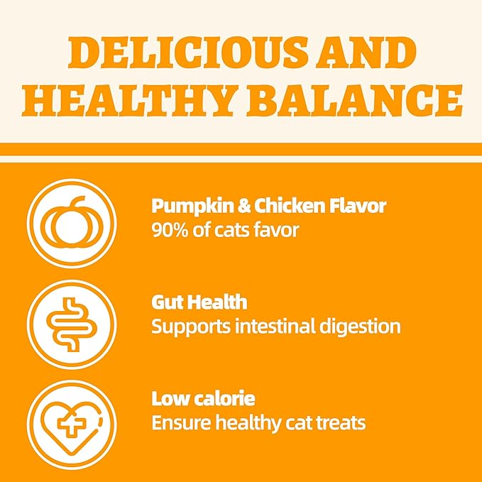 Wellix 13.5oz Healthy Cat Treats Pumpkin Flavor - Chicken Formula Stomach Sensitive Kitten Snacks for Digestive Support - Cat Constipation Relief Low Calorie Food Topper for Cats