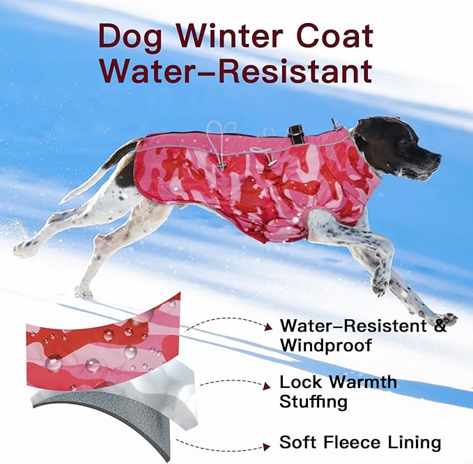 Dog Coat Winter Warm Dog Jackets for Medium Dogs Reflective Snowsuit with Harness Fleece Dogs Snow Jacket Vest Waterproof Pet Clothes for Cold Weather
