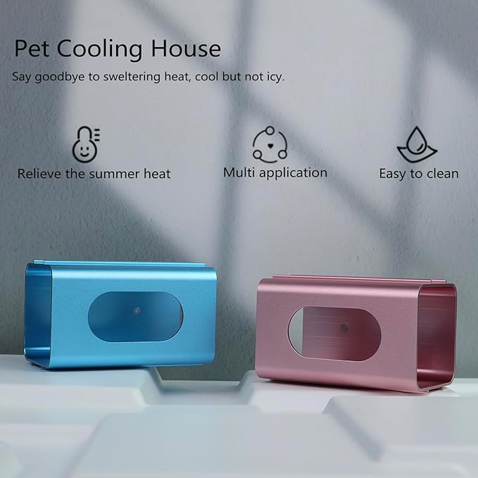 Hamsters Cooling Tunnel, Hamsters Instant Cooling Metal House, Aluminum Hanging Hideout Toys for Small Animals Dwarf Hamster Syrian Hamster Leopard Gecko (Blue, 4.7x2.7x2.7 in)