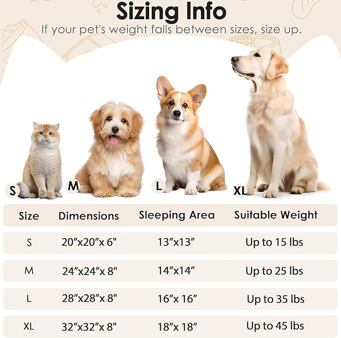 Hoewina Dog & Cat Bed, 20in Cat Beds for Indoor Cats, Calming Donut Bed for Puppy and Kitten, Washable Round Fluffy Pet Bed for Small Medium Dogs and Cats (Light Brown)