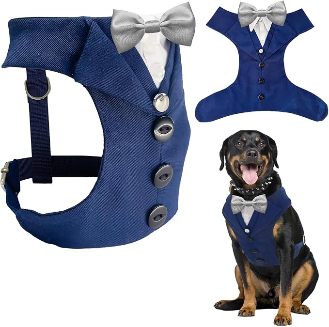 AVERYDAY Dog Tuxedo for Wedding Outfit, Dog Suit and Tie Costumes for Birthday, Halloween, Cosplay, Christmas Party, Pet Formal Wear with Bowtie, Tux for Medium Large Dogs, Bulldog, Labrador, Husky