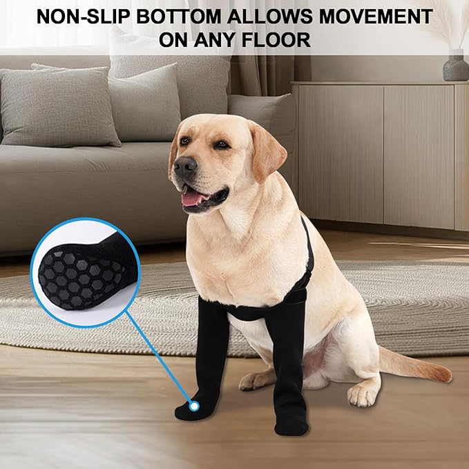 yreoner Dog Recovery Socks - Waterproof Non-Slip Boots for Wound Protection & Anti-Licking, Post-Surgery Care and Skin Condition Protection (Black, 2XL)