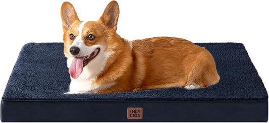 EHEYCIGA Orthopedic Dog Beds for Large Dogs with Removable Washable Cover for Crate, Navy, 35x23