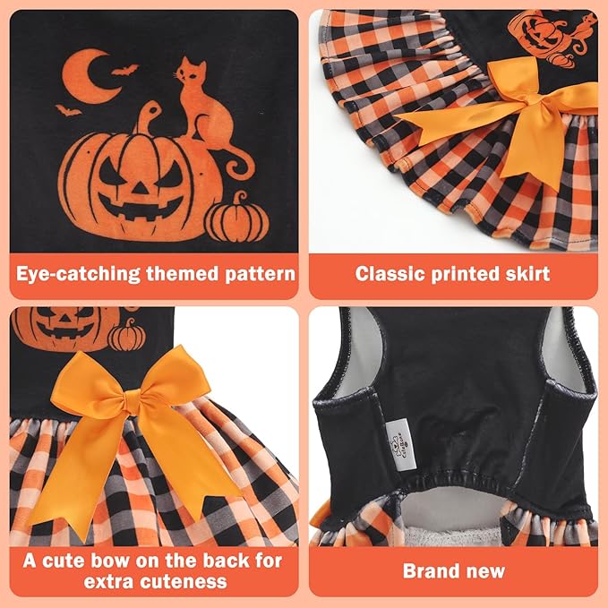 CuteBone Velvet Dog Dresses Halloween for Small Dogs, Stylish & Soft Fabric, Comfortable Fit for Everyday Wear, Perfect for Special Occasions NCVA18L-D