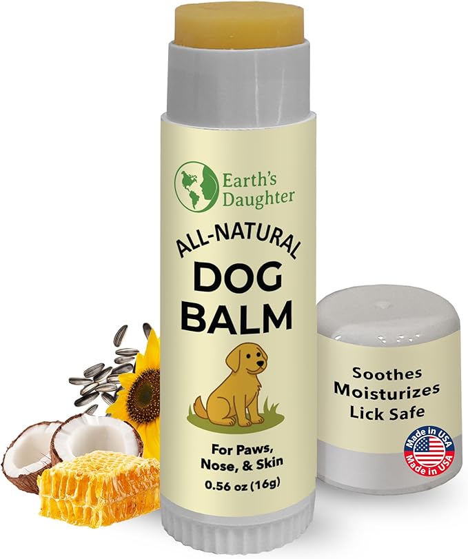 Earth’s Daughter Dog Paw Balm – Organic Paw & Nose Protector with Beeswax, Coconut & Calendula – Itch Relief & Natural Skin Care for Dogs & Puppies – Travel Essential – 0.56oz
