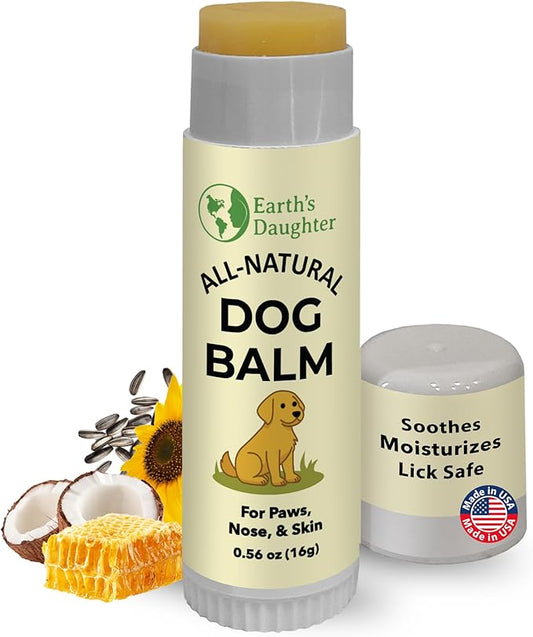 Earth’s Daughter Dog Paw Balm – Organic Paw & Nose Protector with Beeswax, Coconut & Calendula – Itch Relief & Natural Skin Care for Dogs & Puppies – Travel Essential – 0.56oz