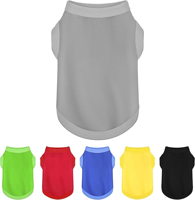 Elevate Your Dog's Fashion Quotient with Colorful and Breathable Sleeveless Cotton Shirts! Perfect Pet Apparel for Small to Medium Dogs Gray S