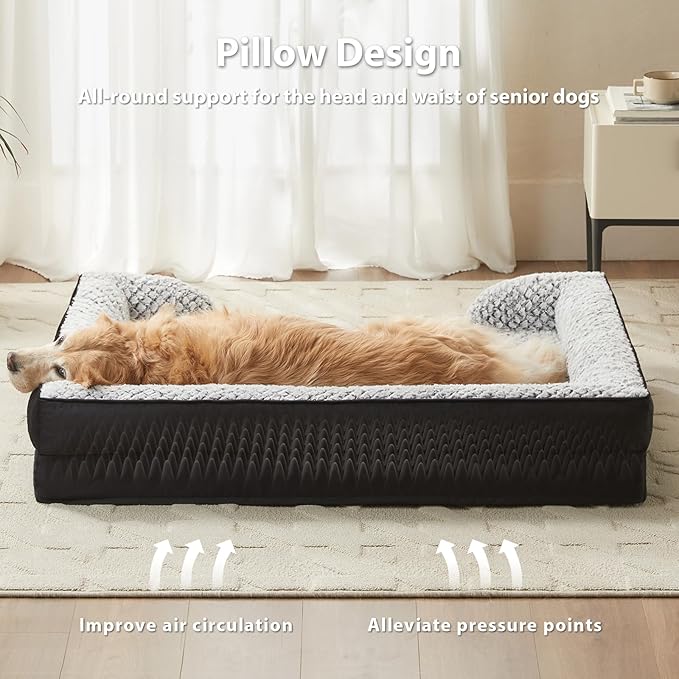 Orthopedic Dog Bed for Medium Dogs, Egg Crate Foam Bed for Medium Dogs, Equipped with Removable Waterproof Pillow Cover and Anti-Slip Bottom, Pet Bed