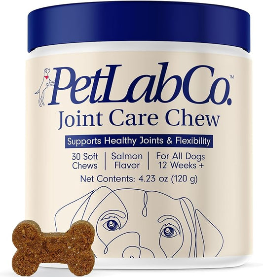 PetLab Co. Joint Care Chews - High Levels of Glucosamine for Dogs, Green Lipped Mussels, and Omega 3 - Dog Hip and Joint Supplement to Actively Support Mobility - Packaging May Vary - Salmon