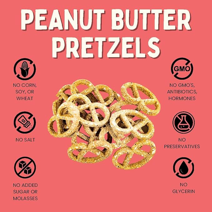 Winnie Lou Organic Healthy Dog Treats – All Natural Crunchy Dog Biscuits Made in USA with Organic Ingredients from Colorado Farms – for Small, Medium, Large Dogs - Peanut Butter Pretzels (Pack of 2)