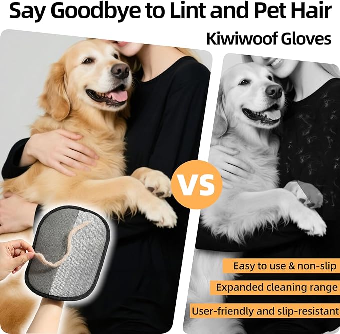 2Pcs Electrostatic Pet Hair Removal Gloves for Cats & Dogs,2025 New Upgraded Reusable Quick De-Shedding Grooming Gloves,Animal Fur Remover Tool for Couch,Carpet,Furniture, Car Seat,Clothing,Curtain