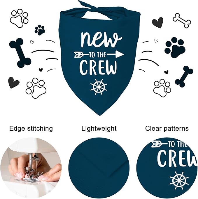 New to The Crew Dog Bandana New Puppy Announcement Gender Reveal Gift for New Owners Puppy Bandana Dog Owner Gifts Soft Triangle Bibs Scarf Accessories for Small Medium Dogs Pets (Blue)