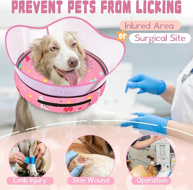 Elevated Inflatable Dog Cone Collar to Stop Licking, Dog Donut Collar After Surgery, Soft Pet Cone Alternative for Small Medium Large Dogs