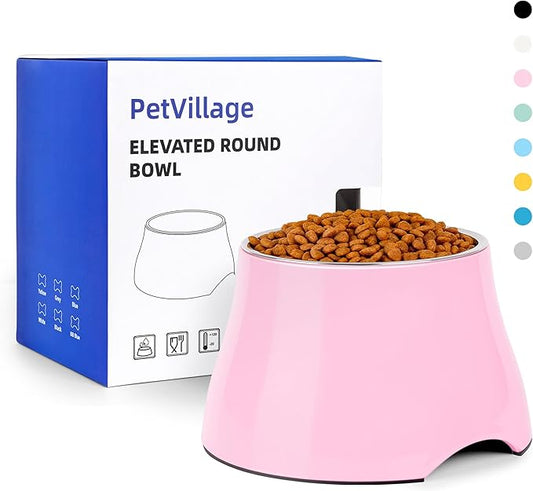 Dog Bowls,Cone Friendly Non Slip Single Dog Bowl with Stainless Steel Inner, Raised Bowls for Small Dogs Spaniel Dogs Long Ear, High Capacity, M/2 Cup Pink