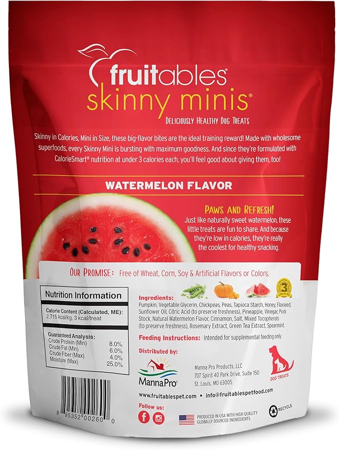 Fruitables Skinny Minis Grain Free Soft Treats for Dogs | Watermelon Flavor | 5 Ounces (2607)