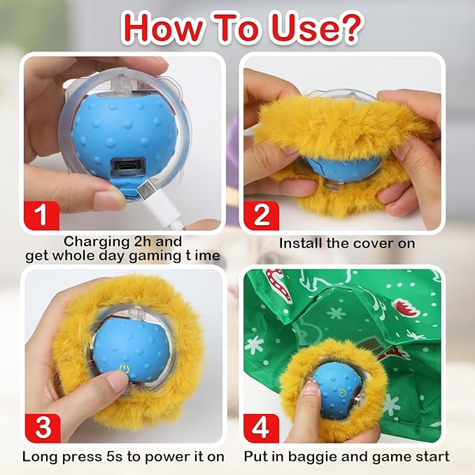 Interactive Cat Toys Ball Fast Rolling in Pocket, Motion Activate Chirping Cat Ball Christmas Cat Toys 2025 Cat's Gift