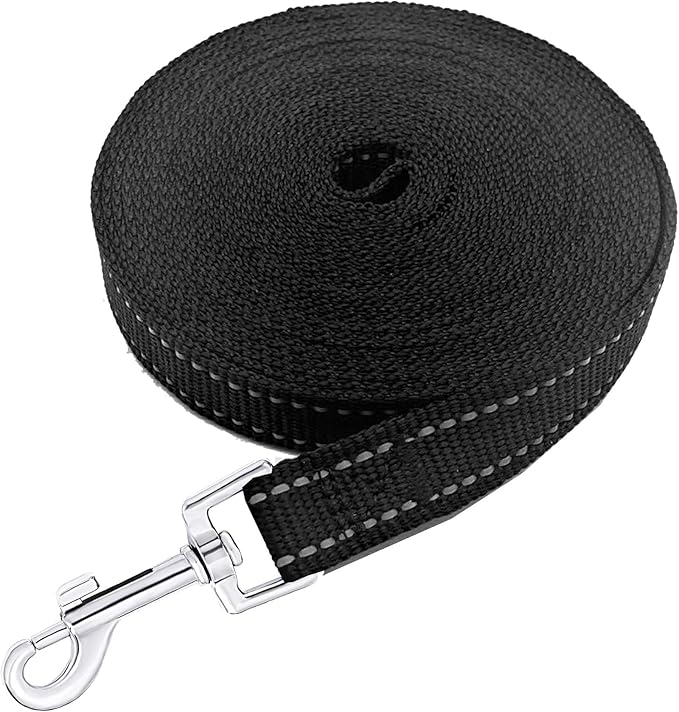 Nylon Training Dog Leash for Small Medium Dogs, 15ft 20ft 30ft 50ft 100ft Reflective Long Leash Dog/Puppy Lead for Obedience Recall Training, Camping