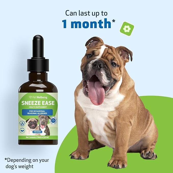 Pet Wellbeing Sneeze Ease for Dogs - Occasional Sneezing, Seasonal Allergies, Nose & Eye Discomfort, Eyebright, Nettles - Veterinarian-Formulated Herbal Supplement 2 oz (59 ml)