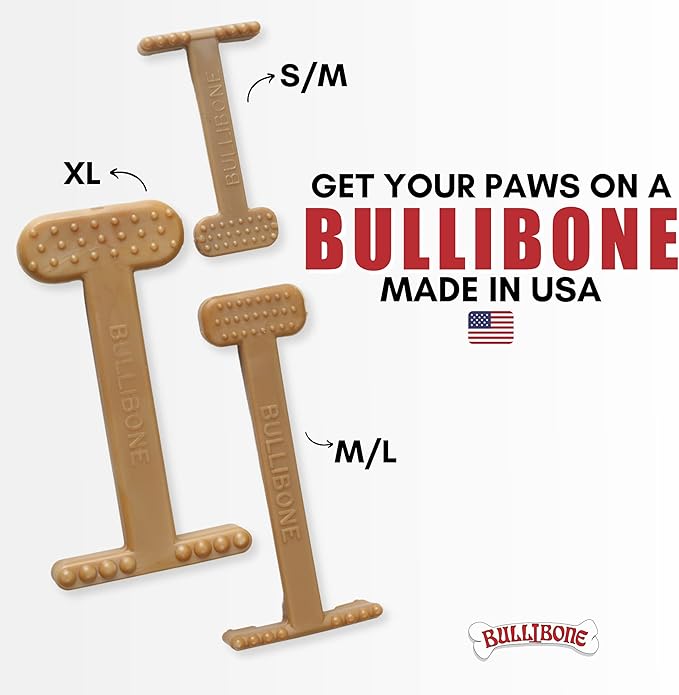 Bullibone Nylon Dog Chew Toy Nylon Bone - Improves Dental Hygiene, Easy to Grip Bottom, and Permeated with Flavor (Beef, Large - 3 Pack)