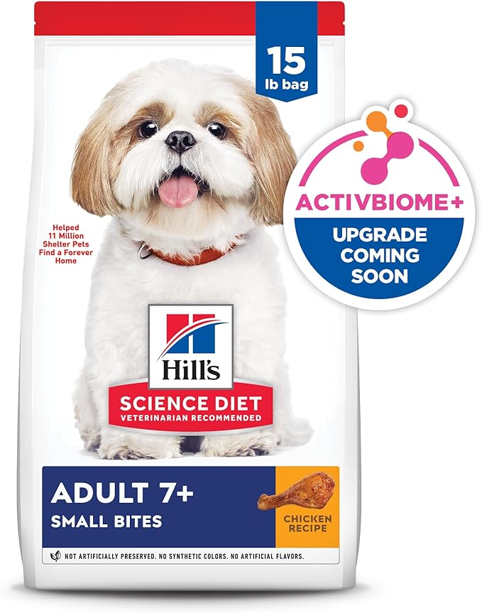 Hill's Science Diet Adult 7+, Senior Adult 7+ Premium Nutrition, Small Kibble, Dry Dog Food, Chicken, Brown Rice, & Barley, 15 lb Bag