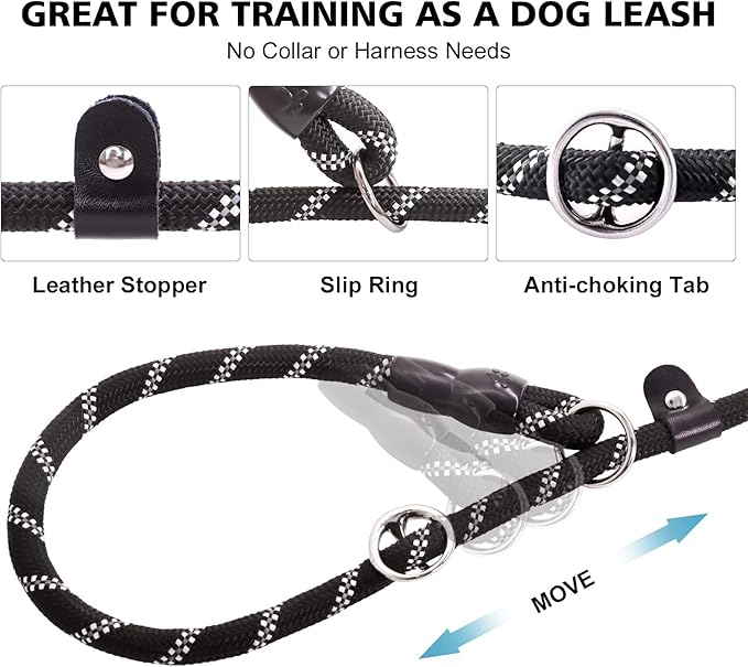 Slip Leads Dog Leash - 4/5/6/8/10 FT Heavy Duty Training Leashes - Reflective & Comfortable Handle for Small Medium Large Dogs (1/2''-4FT, Pink)